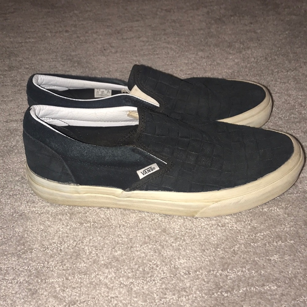 Black Textured Slip On Vans